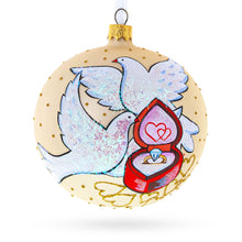 Load image into Gallery viewer, Doves and Wedding Ring Glass Ball Christmas Ornament 4 Inches