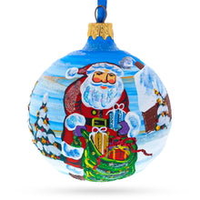 Load image into Gallery viewer, Santa with Bag of Gifts Glass Ball Christmas Ornament 3.25 Inches