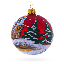Load image into Gallery viewer, Cat in Chimney Glass Ball Christmas Ornament 3.25 Inches