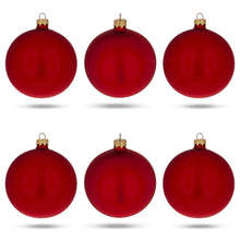Load image into Gallery viewer, Set of 6 Matte Red Glass Ball Christmas Ornaments 3.25 Inches