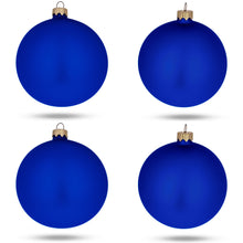 Load image into Gallery viewer, Set Of 4 Matte Blue Glass Ball Christmas Ornaments 4 Inches
