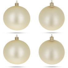 Load image into Gallery viewer, Set of 4 Beige Glass Ball Christmas Ornaments 4 Inches