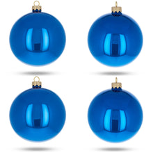 Load image into Gallery viewer, Set of 4 Glossy Blue Glass Ball Christmas Ornaments 4 Inches