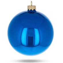 Load image into Gallery viewer, Set of 4 Glossy Blue Glass Ball Christmas Ornaments 4 Inches