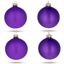 Load image into Gallery viewer, Set of 4 Matte Purple Glass Ball Christmas Ornaments 4 Inches