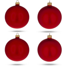Load image into Gallery viewer, Set of 4 Red Matte Glass Ball Christmas Ornaments 4 Inches