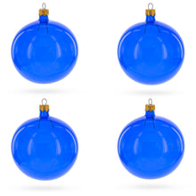 Load image into Gallery viewer, Set of 6 Translucent Glossy Blue Glass Ball Christmas Ornaments 4 Inches
