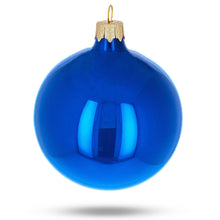 Load image into Gallery viewer, Set of 6 Glossy Blue Glass Ball Christmas Ornaments 3.25 Inches