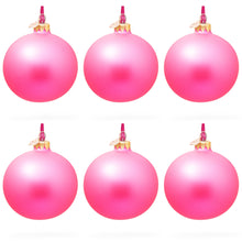 Load image into Gallery viewer, Set of 6 Solid Pink Glass Ball Christmas Ornaments 3.25 Inches