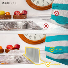 Load image into Gallery viewer, KN FLAX Sink Water Splash Guard - Silicone Anti Splatter Water Protector for Kitchen Bathroom &amp; Island Sinks - Strong Attached Sticker Strip Base - Premium Faucet Basin Accessories - Baffle Board