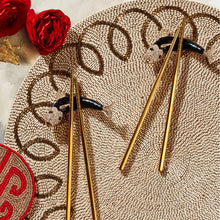 Load image into Gallery viewer, Enamel koi chopstick rests and chopsticks, set of four