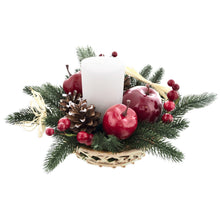 Load image into Gallery viewer, Ukrainian Candle Holder with Straw Bow, Apples &amp; Pine Cones 16 Inches