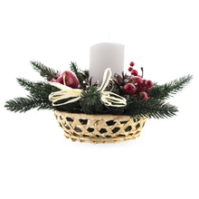 Load image into Gallery viewer, Ukrainian Candle Holder with Straw Bow, Apples &amp; Pine Cones 16 Inches