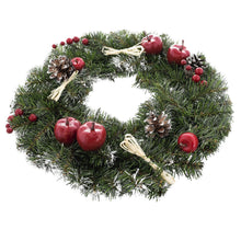 Load image into Gallery viewer, Ukrainian Christmas Wreath w. Frosted Straw Bows, Apples &amp; Pine Cones 16 Inches