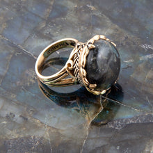Load image into Gallery viewer, Black Labradorite and Golden Statement Ring