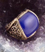 Load image into Gallery viewer, Lace Blue Agate Golden Statement Ring