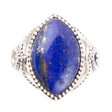 Load image into Gallery viewer, Blue Lapis and Sterling Silver Marquis Ring