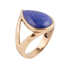 Load image into Gallery viewer, Lapis Teardrop Ring - Bronze