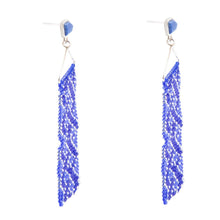 Load image into Gallery viewer, Lapis Woven Seed Bead Earrings