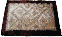 Load image into Gallery viewer, DaDa Bedding Shaggy Soft Viscose Champagne Brown Geometric Diamond Large Area Carpet Rug