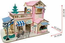 Load image into Gallery viewer, Coffee Shop Building Model Kit - Wooden Laser-Cut 3D Puzzle (161 Pcs)