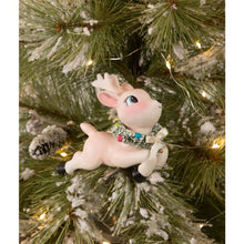 Load image into Gallery viewer, Leaping High Pink Reindeer Clip Ornament by Bethany Lowe