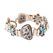 Load image into Gallery viewer, Legacy Blue Turquoise and Dalmatian Jasper Golden Bracelet