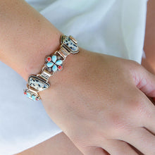 Load image into Gallery viewer, Legacy Blue Turquoise and Dalmatian Jasper Golden Bracelet