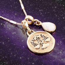 Load image into Gallery viewer, Libra - Zodiac White Moonstone Golden Charm Necklace