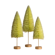 Load image into Gallery viewer, Lime Green Bottle Brush Trees Set of 3 by Bethany Lowe