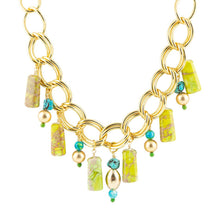 Load image into Gallery viewer, Lime Green Jasper Charm Golden Necklace
