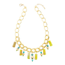 Load image into Gallery viewer, Lime Green Jasper Charm Golden Necklace