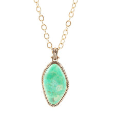 Load image into Gallery viewer, Lime Green Turquoise Boulder Golden Pendant Necklace