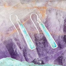 Load image into Gallery viewer, Line Blue Turquoise Sterling Silver Drop Earrings