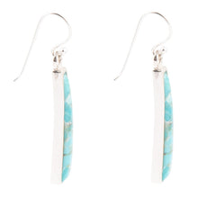 Load image into Gallery viewer, Line Blue Turquoise Sterling Silver Drop Earrings