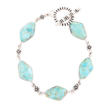 Load image into Gallery viewer, Linked Blue Turquoise and Sterling Silver Bracelet