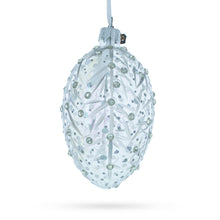 Load image into Gallery viewer, Silver Branches Glass Egg Christmas Ornament 4 Inches