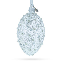 Load image into Gallery viewer, Silver Branches Glass Egg Christmas Ornament 4 Inches