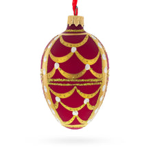 Load image into Gallery viewer, Gold Arches On Red Egg Glass Ornament 4 Inches