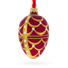 Load image into Gallery viewer, Gold Arches On Red Egg Glass Ornament 4 Inches