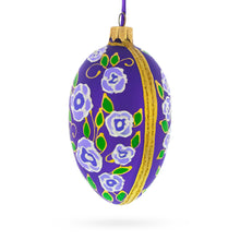 Load image into Gallery viewer, Purple Garden Flowers Egg Glass Ornament 4 Inches