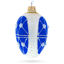 Load image into Gallery viewer, Blue On White Royal Egg Glass Ornament 4 Inches