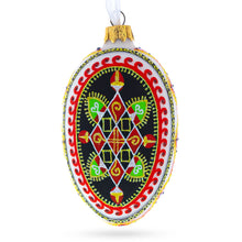 Load image into Gallery viewer, Rhombus Pysanka Glass Egg Ornament 4 Inches