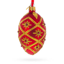 Load image into Gallery viewer, Gold Stars on Red Glass Egg Ornament 4 Inches
