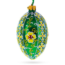 Load image into Gallery viewer, Gold Crosses on Green Ukrainian Glass Egg Ornament 4 Inches