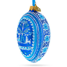 Load image into Gallery viewer, Two Deer in Forest Ukrainian Glass Egg Ornament 4 Inches