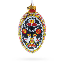Load image into Gallery viewer, Two Roosters Ukrainian Glass Egg Ornament 4 Inches