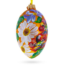 Load image into Gallery viewer, Poppy &amp; Daisy Flowers Glass Egg Ornament 4 Inches