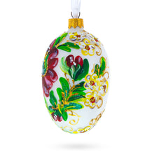 Load image into Gallery viewer, Red Flowers On White Glass Egg Ornament 4 Inches