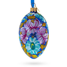 Load image into Gallery viewer, Multi Color Flowers Glass Egg Ornament 4 Inches